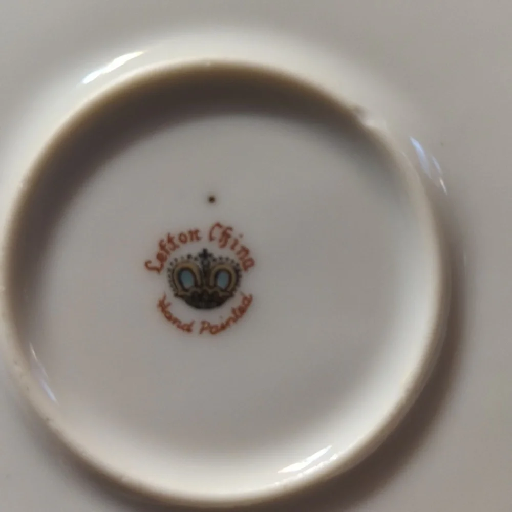 Lefton China Vtg Purple Violets Hand Painted 2 Snack‎ Plates Gold Trim Scalloped